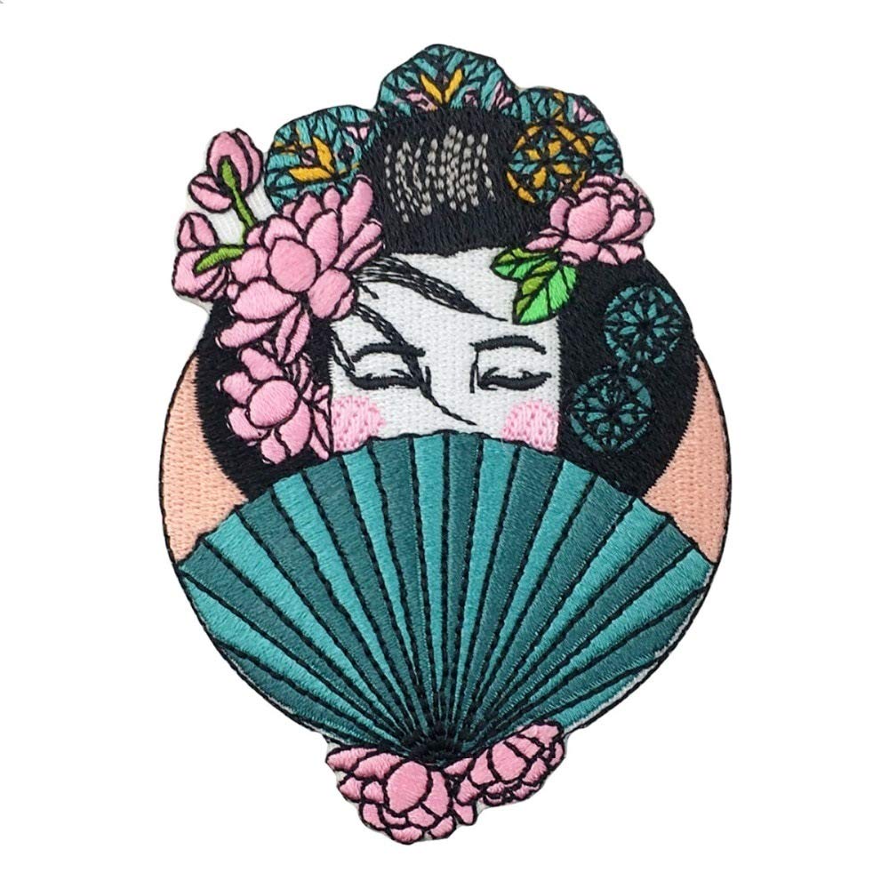 Choppershop Japaneses Geisha Embroidered Iron On Patch