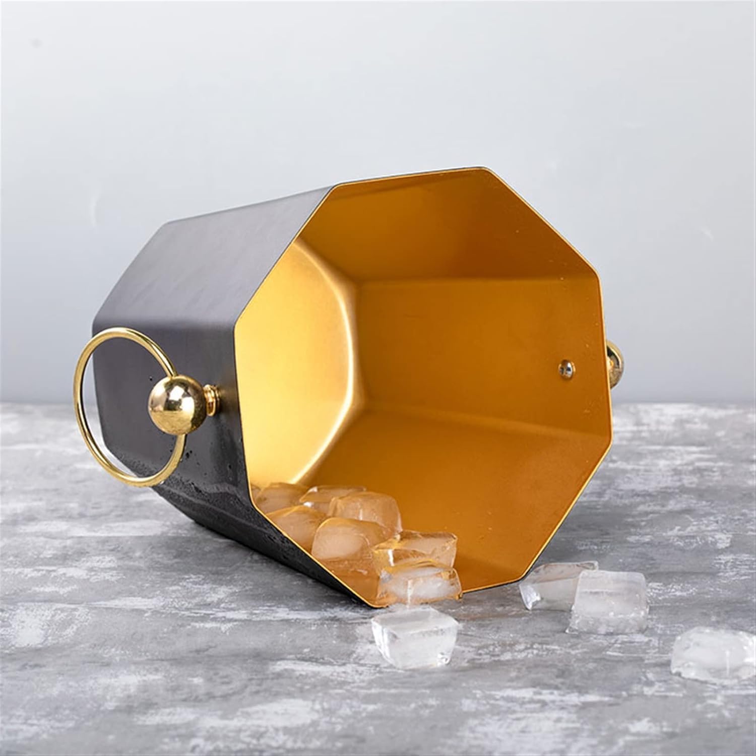 Cubitera Botella Vino Cubo de Hielo Octogonal de Gran Capacidad de 5,5 l, contenedor de Hielo de Acero Inoxidable 304, para Vino, champán y Cerveza
