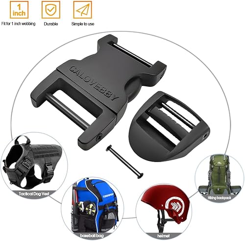 Miniatura 3 de Deluxsa Hebillas de reparación de campo para correas de 1 pulgada, hebilla ajustable de liberación lateral rápida para correas hebillas de