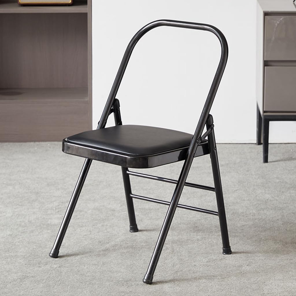 Iyengar Yoga Chair Foldable Backless Chair for Yoga Practice-Metal Yoga Assist Chair for Deepening Yoga Practice,Normal,Black