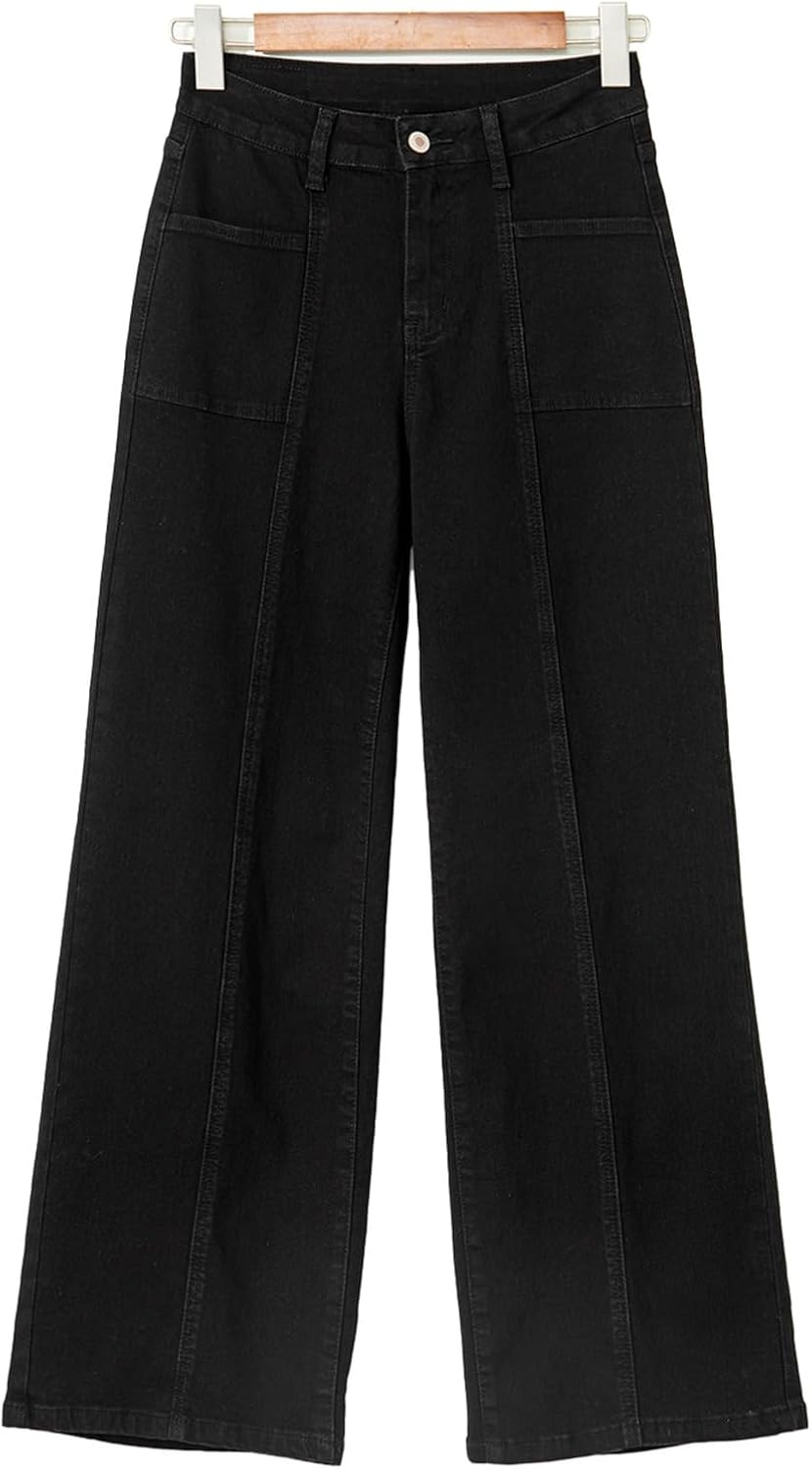 Sidefeel Womens Wide Leg Jeans High Waisted Stretchy Straight Leg Baggy Denim Pants - Image 9