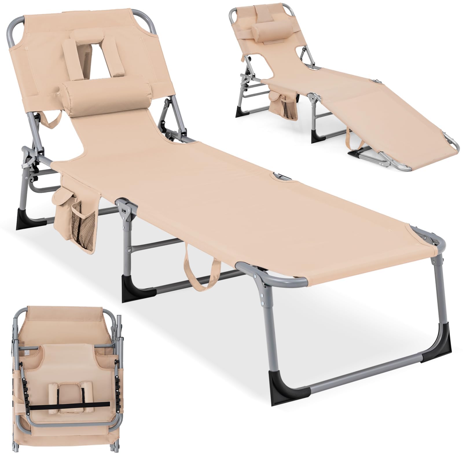 COSTWAY Tanning Chair with Face Hole
