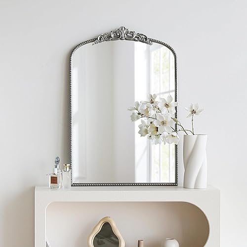 Miniatura 4 de Micasso Arendahl - Espejo de arco tradicional, 36 x 24 pulgadas, espejo arqueado de estilo francés plateado para encimera, entrada, chimenea y sala