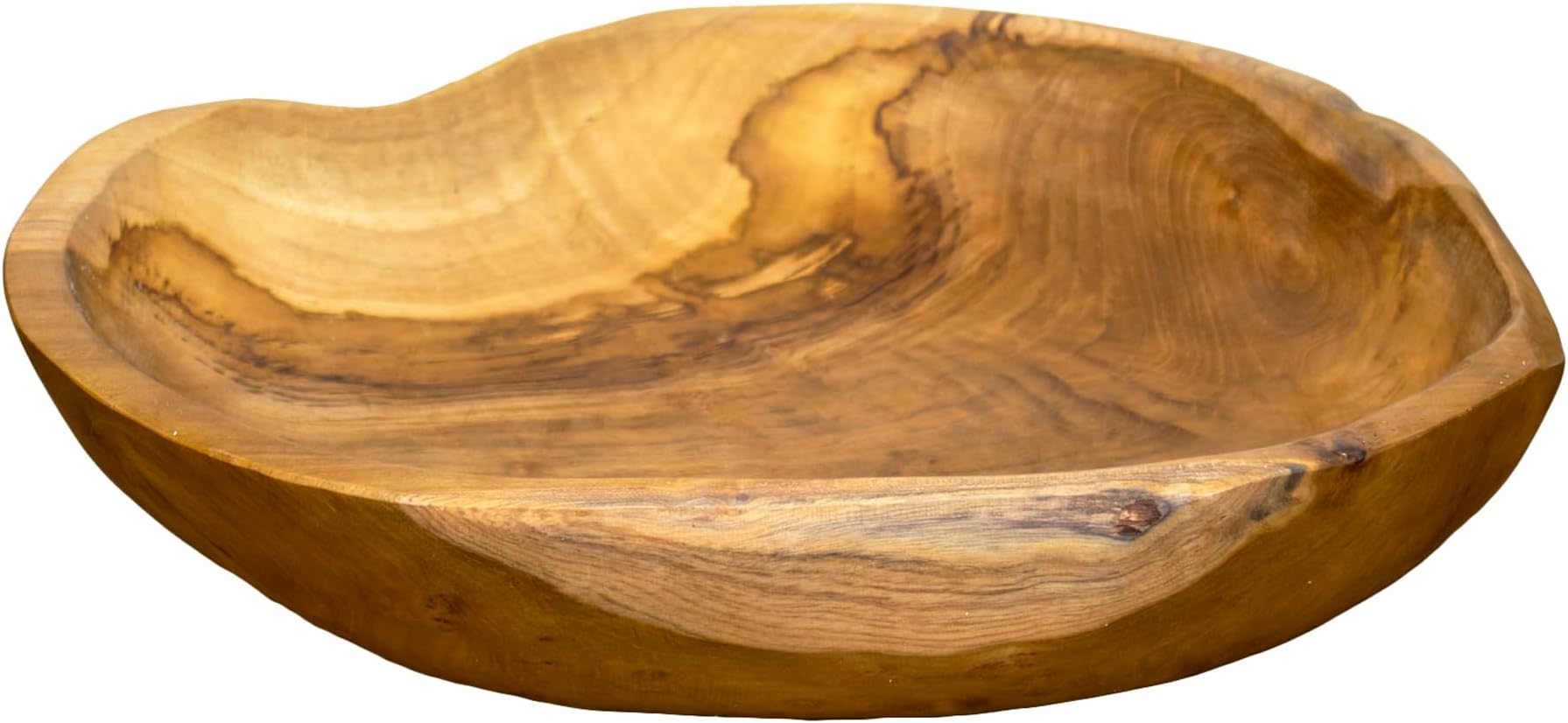 Darthome Ltd Teak Root Round Bowl 40cm Rustic Kitchen Food Hand Carved Wood Fruit Snack Table