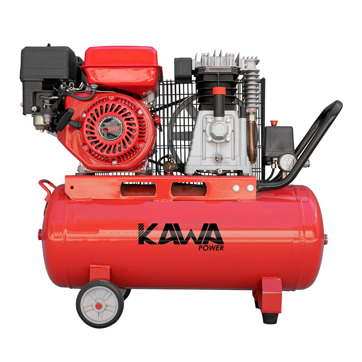 Kawapower Compresor de Aire con Correas y Motor Gasolina - 7HP, 50L, 250L/min, 8 BAR