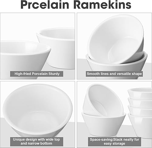 Miniatura 2 de Domensi 18 cuencos de porcelana de 8 onzas, cuencos pequeños de postre, tazas de caldo de porcelana para sopa para salsa de helado, caldo, sopas,