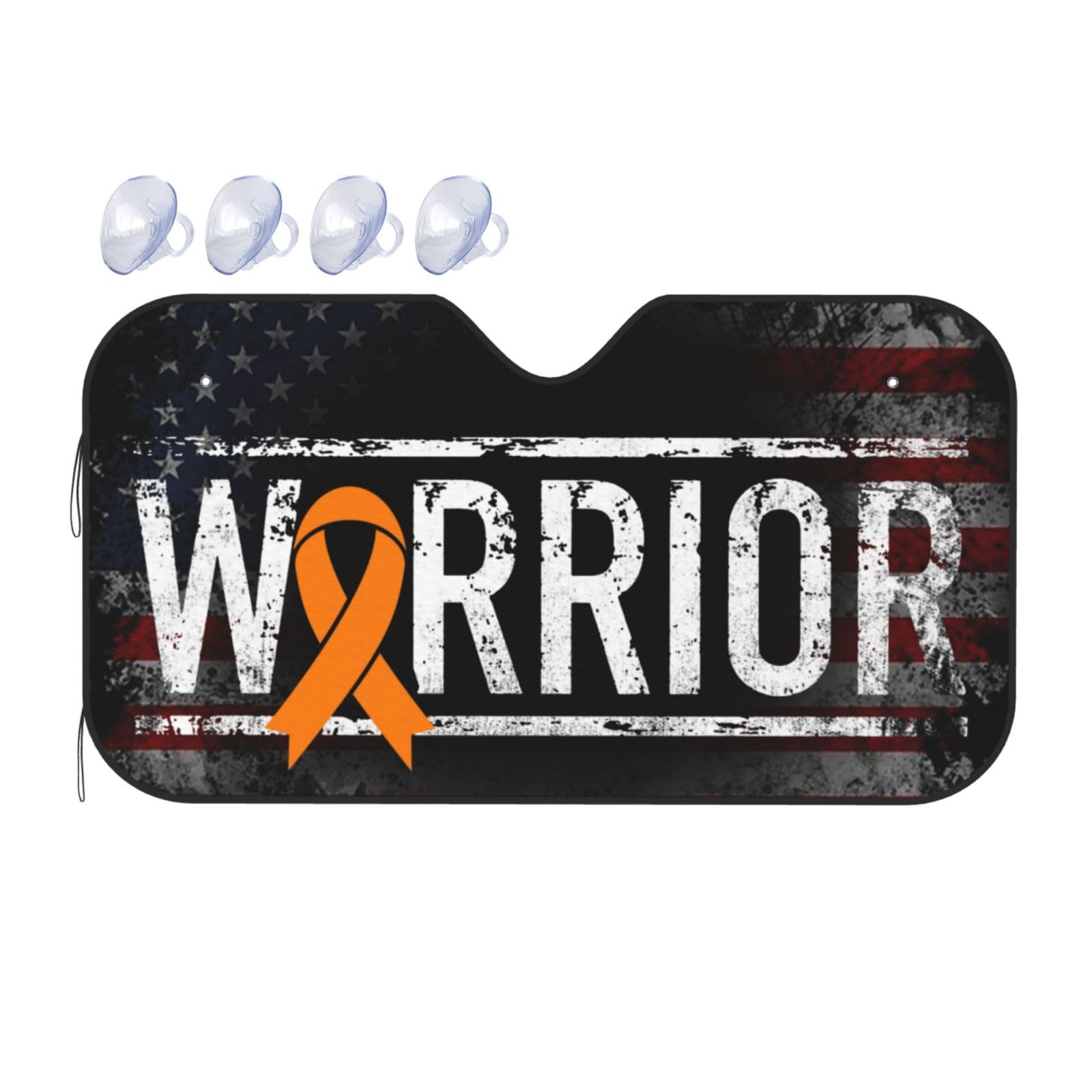 Kidney Cancer Warrior Aweareness Ribbon Foldable Car Windshield Sunshade Blocks Heat and Sun Glare Uv Rays