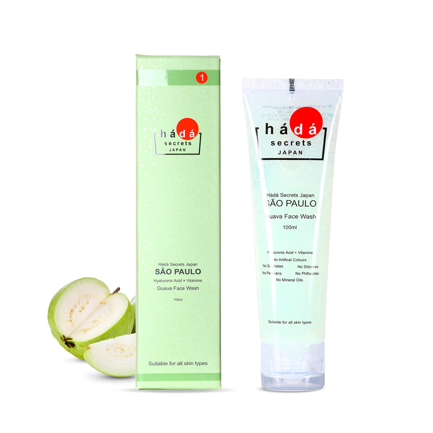 Hada Secrets Japan Guava Hyaluronic Acid Vitamin C Vitamin E Vitamin B3 Niacinamide fruity facewash 100 ml
