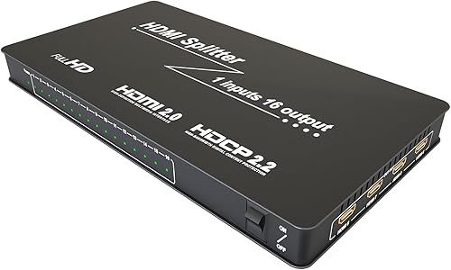 Miniatura 8 de Divisor HDMI  1 en 16 salidas, divisores de TV de 16 vías de alta calidad de alta resolución compatible con HDMI 2.0, HDCP 2.2, 18 Gbps 4K 60Hz 2k a
