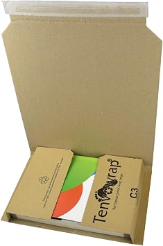 Triplast C3 Tenvowrap Book Postal Wraps 280x205x0-70 mm Strong Cardboard Mailers Pack of 50