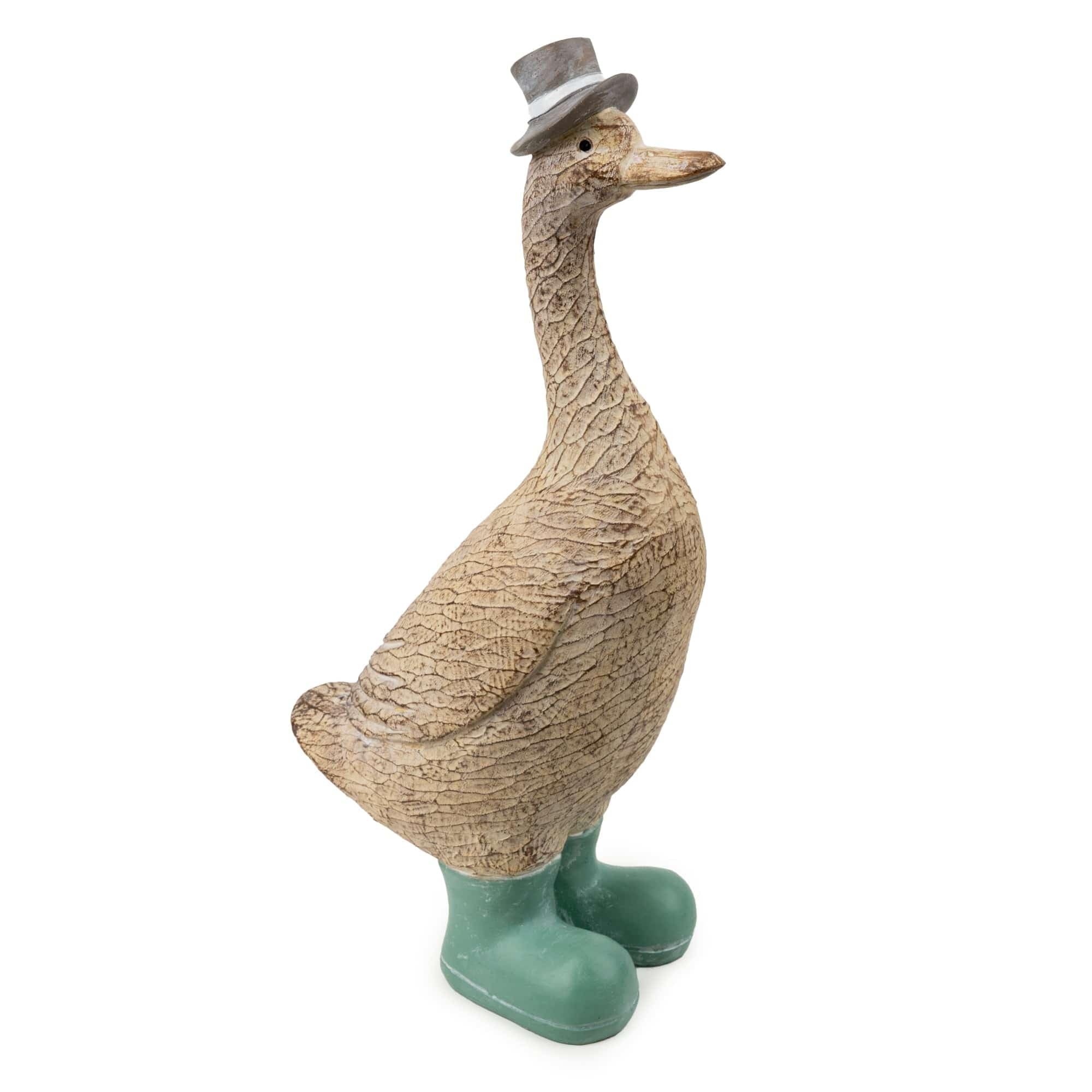 Home Deco London Green Resin Top Hat Ducks With Boots (Medium Top Hat Duck)