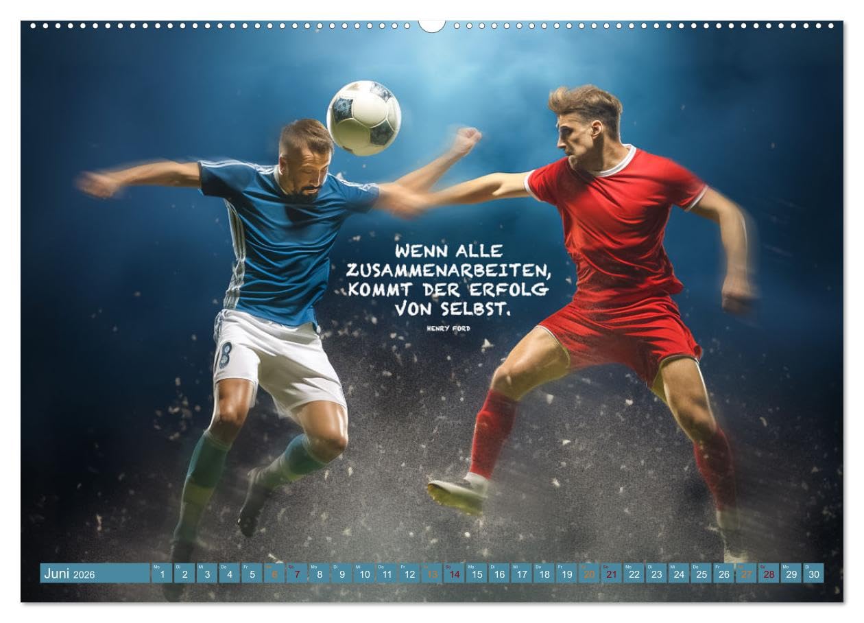 Fußball und tolle Sprüche (Wandkalender 2026 DIN A2 quer), CALVENDO Monatskalender: Das ist er, der ultimative farbenprächtige Fußballkalender mit ... zum Ansporn, Anreiz und zur Motivation.