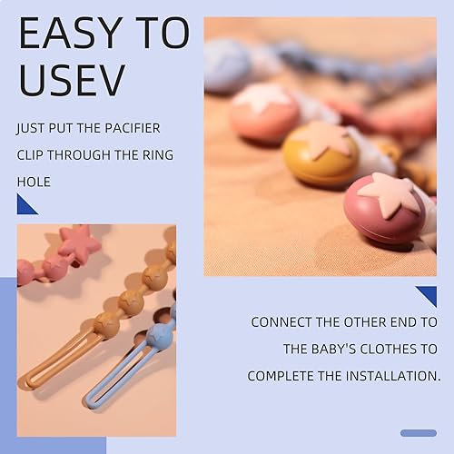 Miniatura 3 de Paquete de 2 clips de silicona para chupete, diseño de una sola pieza, se adapta a cualquier marca de chupetes, elementos esenciales flexibles y