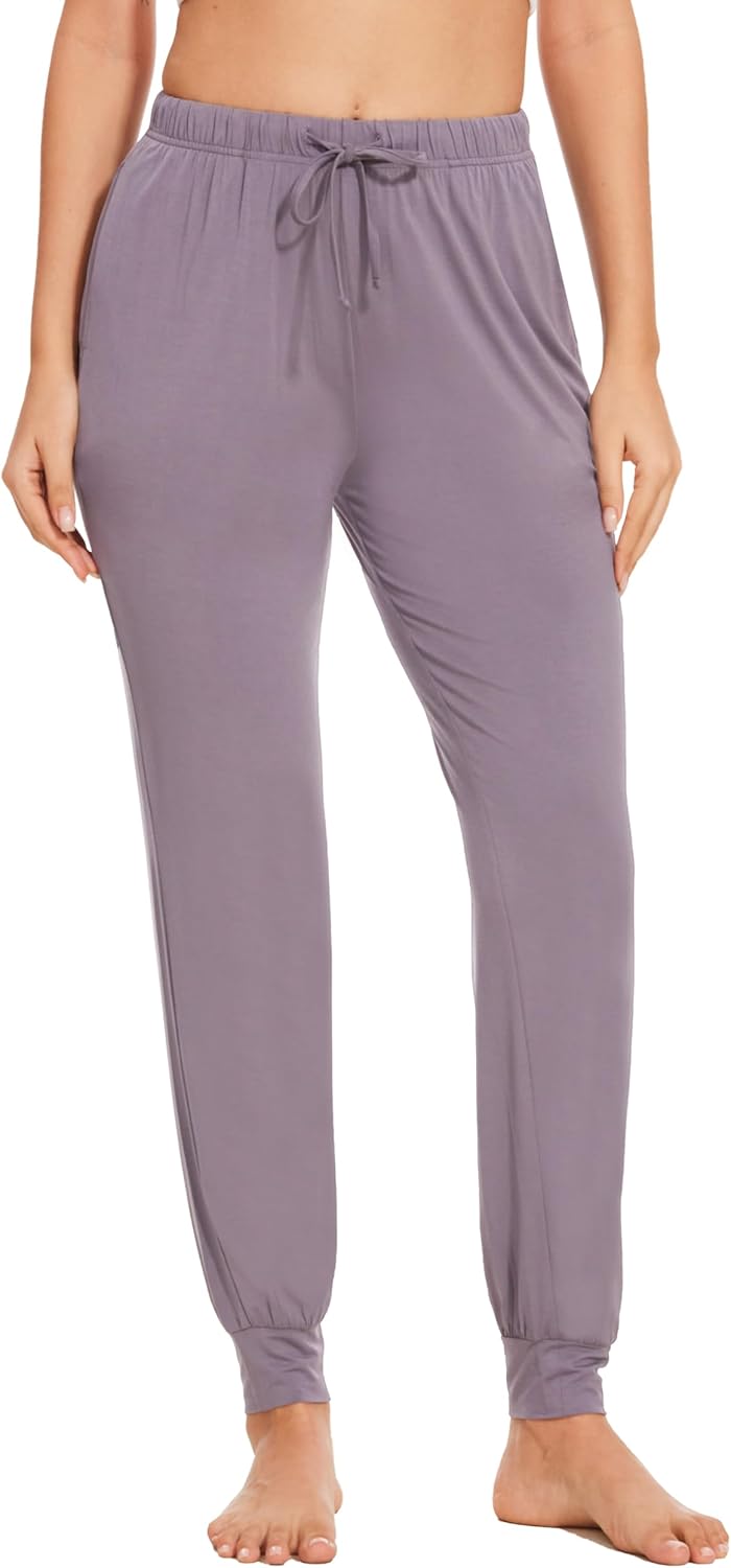 Bamboo Viscose Pajama Bottoms Women Drawstring Waist Pajama Pants with Pockets