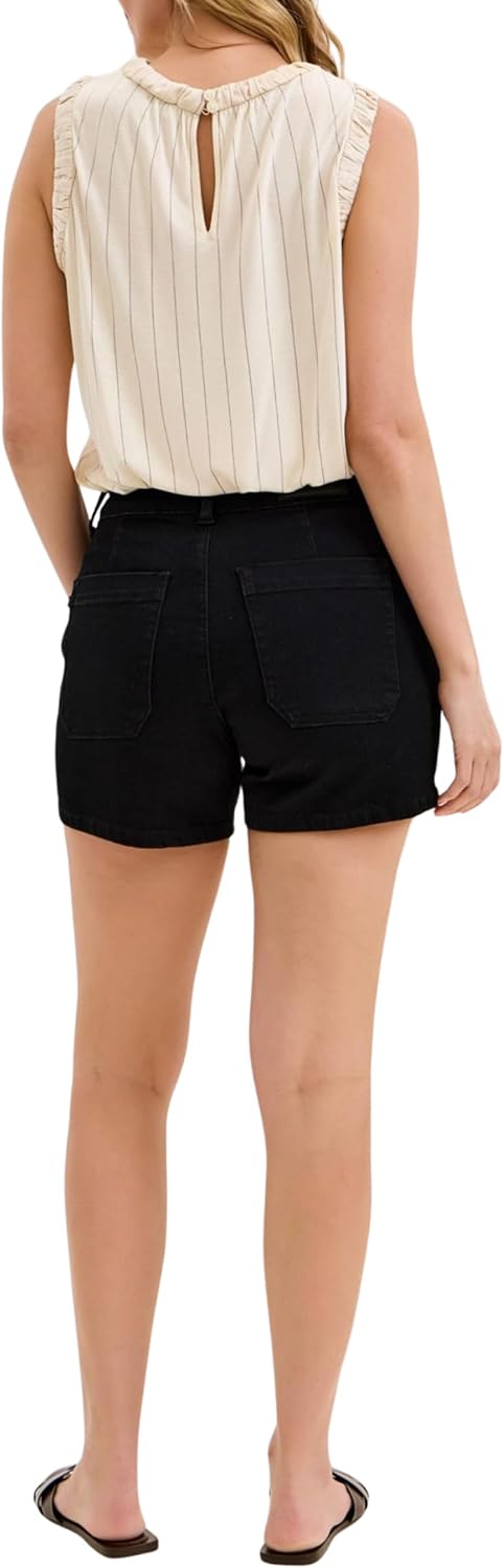 Judy Blue High Waist Black Denim Trouser Shorts