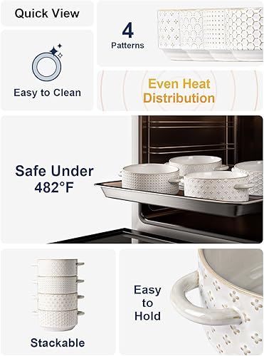 Miniatura 3 de LE TAUCI Tazones de sopa con asas, platos de sopa de cebolla francesa de 20 onzas, apilables, aptos para horno para chile, estofado de res, juego de