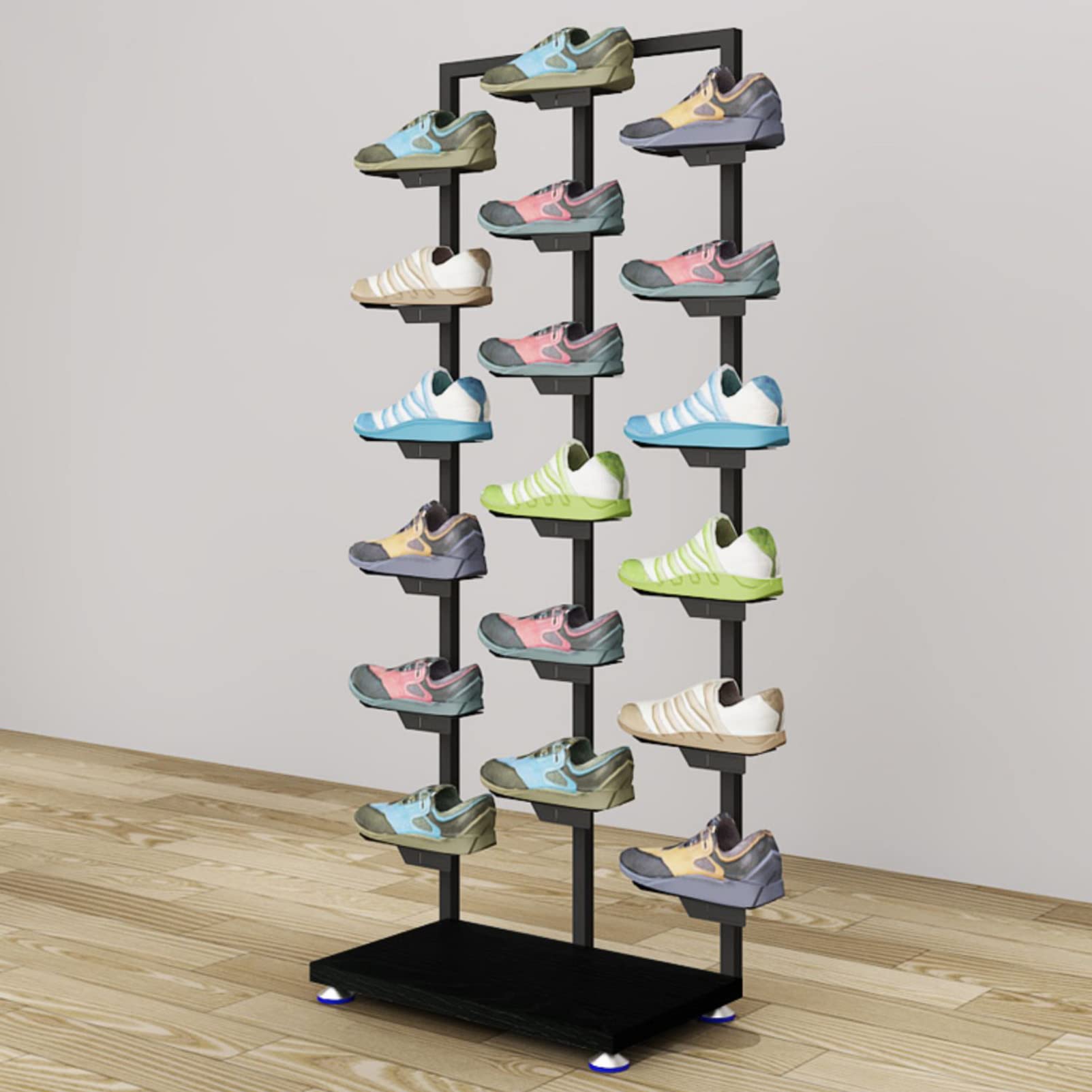 Espositore per scarpe per negozio al dettaglio, supporto per scarpe da basket, vetrina commerciale per calzature e design elegante per una presentazione ottimale