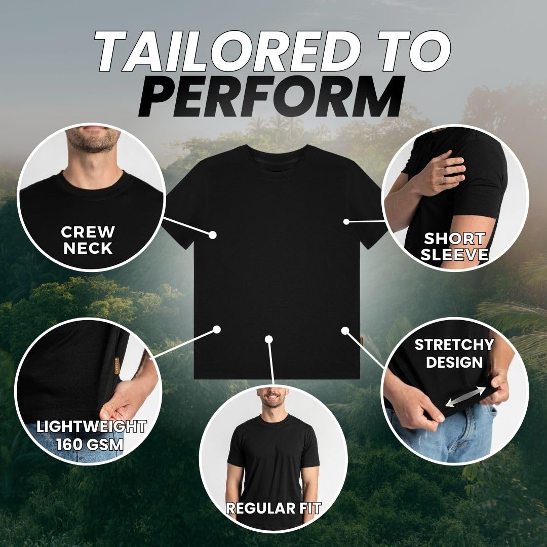 menique Camiseta de manga corta para hombre, 100 % merino, camiseta térmica ligera para hombre, capa base, transpirable, cuello redondo, para viajes al aire libre y senderismo