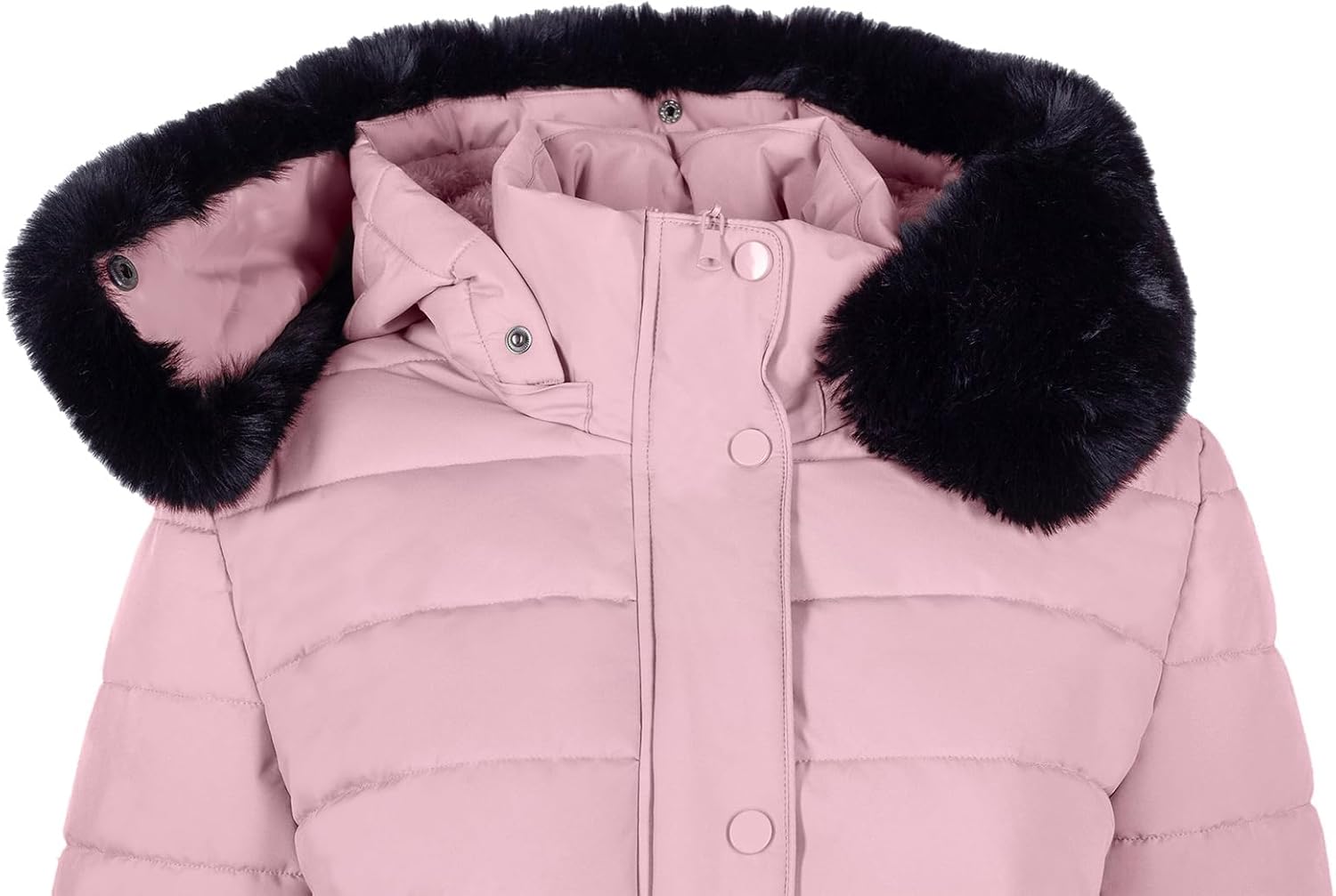 BodiLove Women's Fur Hooded Utility Jacket With Zipper and Flannel Lining Lilac M