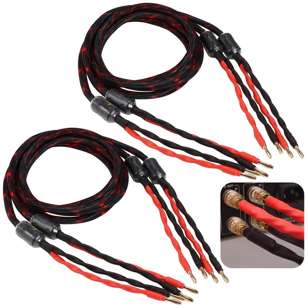 Dwuprzewodowy kabel głośnikowy, 2 pary kabli głośnikowych z 16 pozłacanymi wtyczkami bananowymi, dwuprzewodowy kabel rozdzielający o wysokiej wierności do karaoke, KTV, wydajność