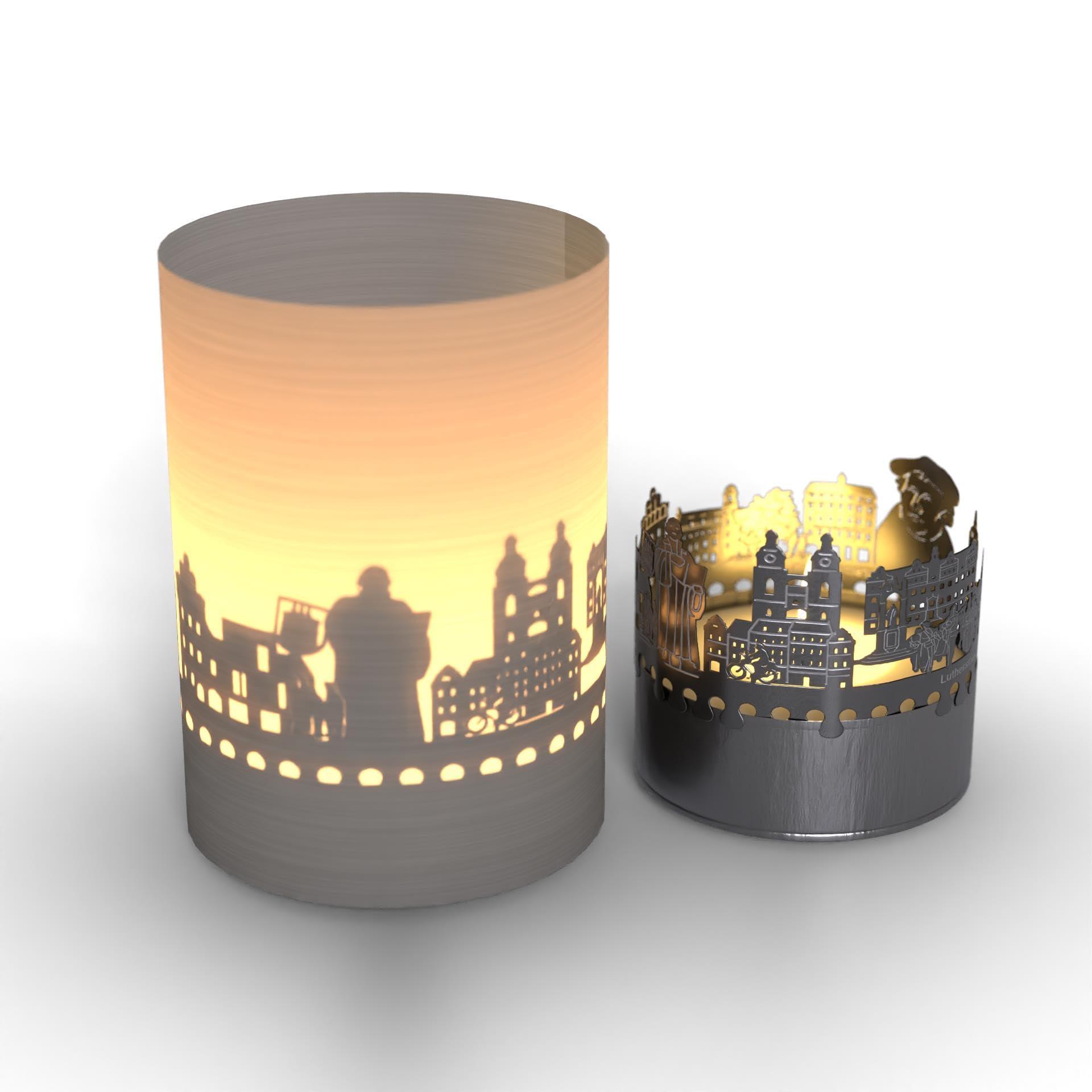 Wittenberg Skyline Gift Tube Shadow Play Candle | Projection of Historical Landmarks | Souvenir for Wittenberg Fans | Unique Room Decoration