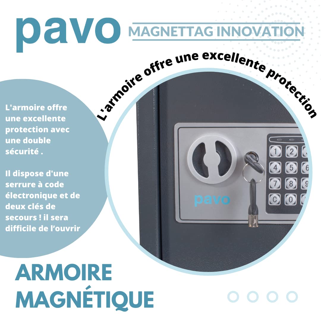 PAVO – Armoire à clés Haute sécurité Magnettag pour 50 clés – Gris foncé, 8013876