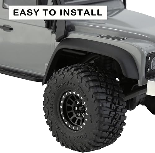 Miniatura 3 de Rcarmumb Neumáticos de camión RC de 1.0 pulgadas para 118 124 RC Crawler Car Trx4m FMS FCX24 Axial SCX24, 4 piezas de aluminio RC Beadlock Wheel