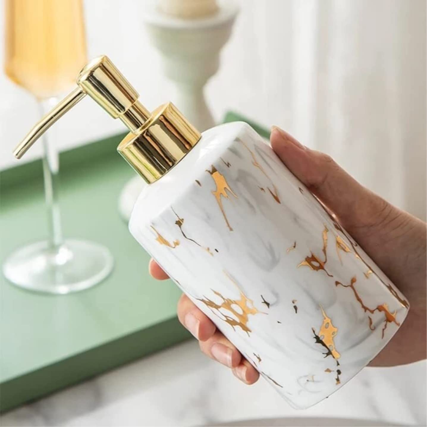 Badaccessoires, Bad Accessoires Set Marmor Keramik Set 4 TLG. Waschset Kreativ Keramik Sanitärartikel Seifenspender Badezimmer Set