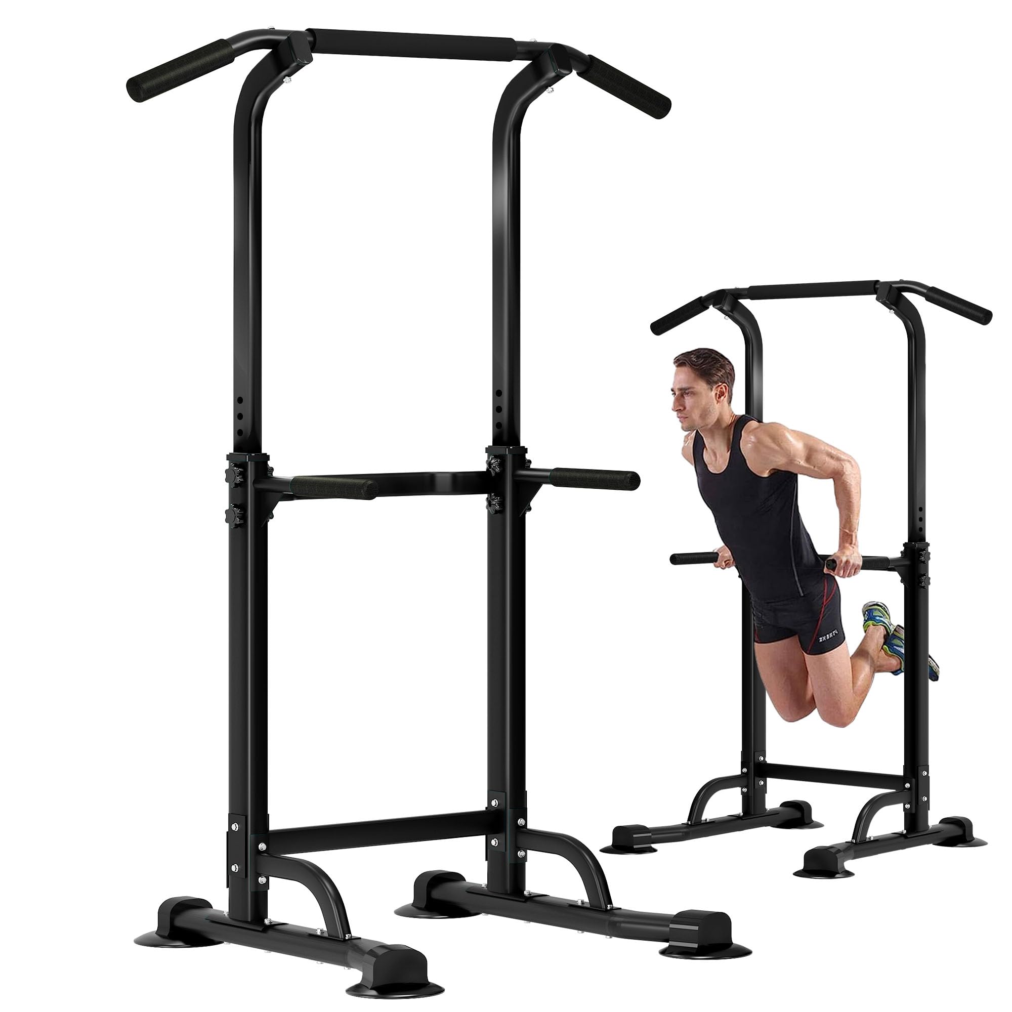 SogesGame Power Tower Pull Up Bar Home Gym Adjustable Pull-Up Tower Multi-Functional Workout Training Fitness Exercise Equipment Black