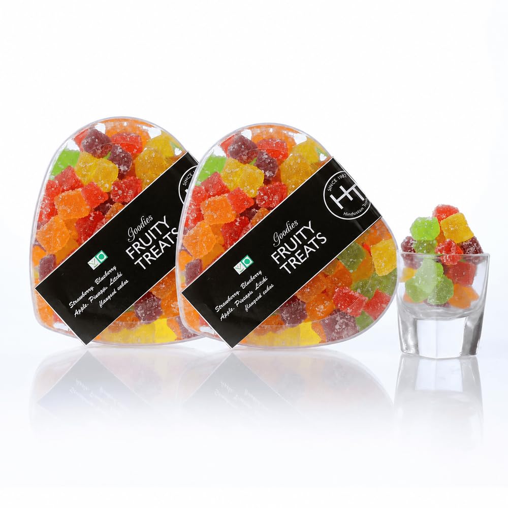 Goodies Heart Fruity Treats 240g(Pack of 2) | Assorted Fruit Flavoured Soft & Chewy Candy Cubes | Sugar Coated Fruity Bites | Strawberry, Blueberry, Apple, Papaya & Litchi Flavours-image-47