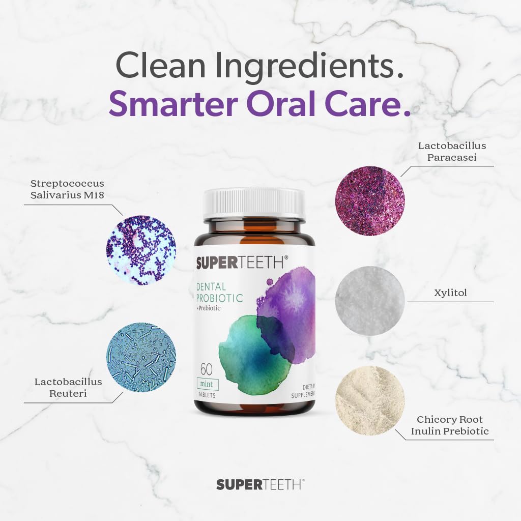 SUPER TEETH Oral Probiotics for Bad Breath & Cavities - Mint Flavored — Amazon image 3