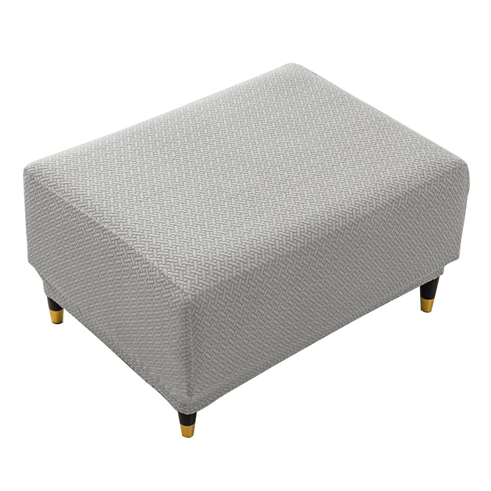 Housse de pouf carrée en tissu stretch premium gris clair 88-111cm