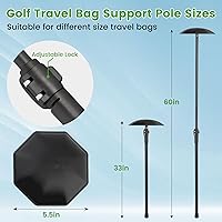 Vista 2 de Palo protector de viaje para club de golf, 33 a 60 pulgadas, soporte de respaldo ajustable para aerolíneas rígidas, brazo rígido, protector de club