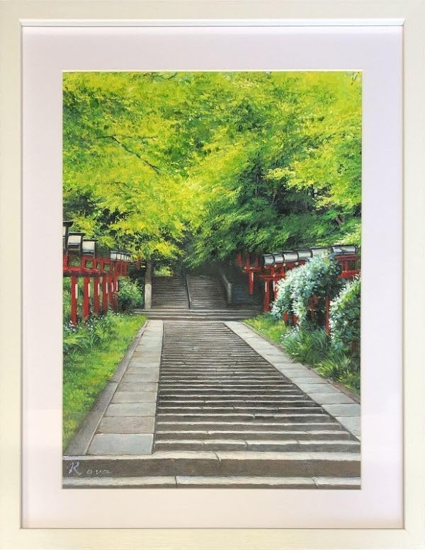 絵画　京都石段　油絵　肉筆画 絵画京都石段油絵肉筆画
