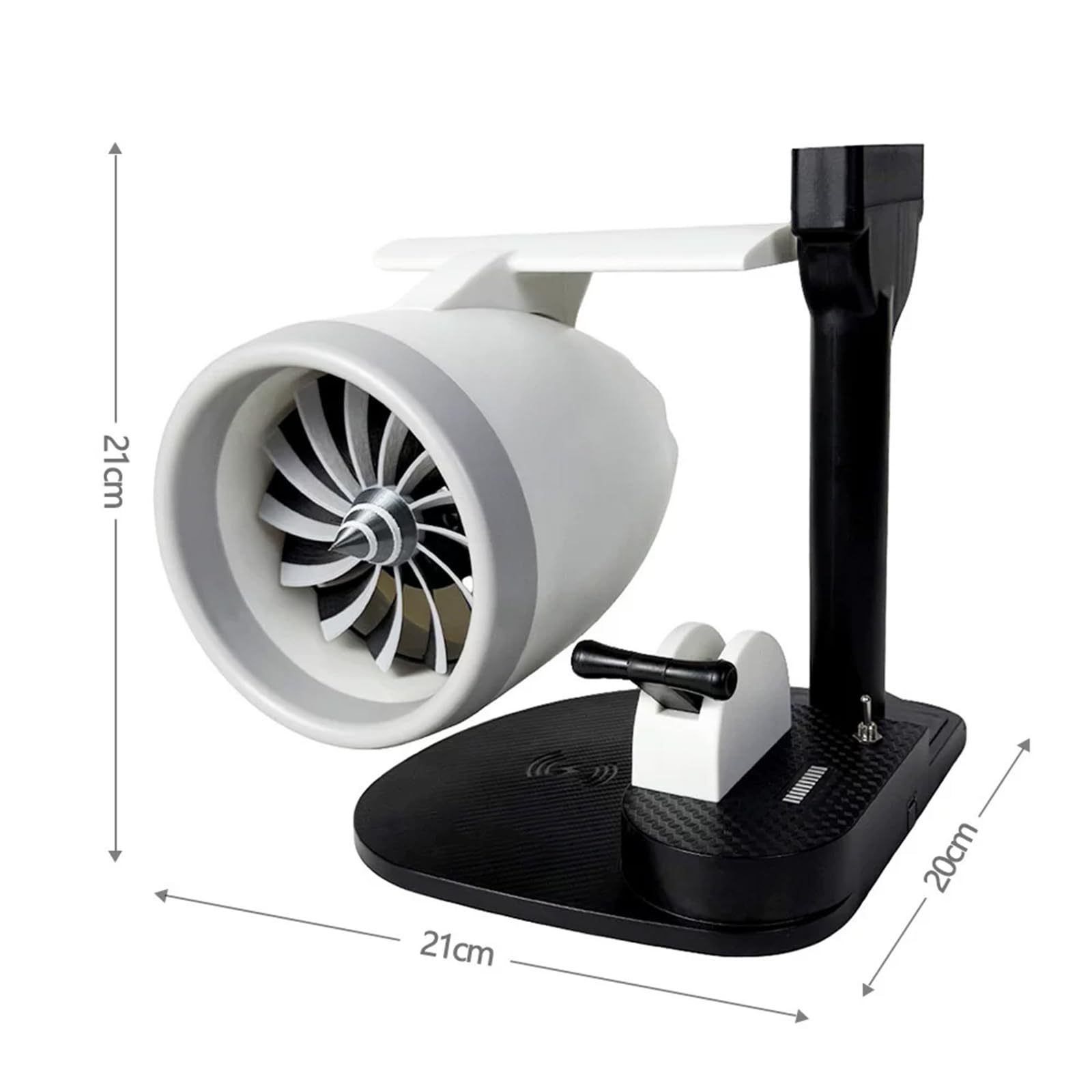 Turbinowy wentylator biurkowy, przenośny wentylator stołowy chłodzący natryskowo, bezprzewodowa stacja szybkiego ładowania, regulowany kąt, zasilanie USB, do biura, sypialni, domu, podróży, na