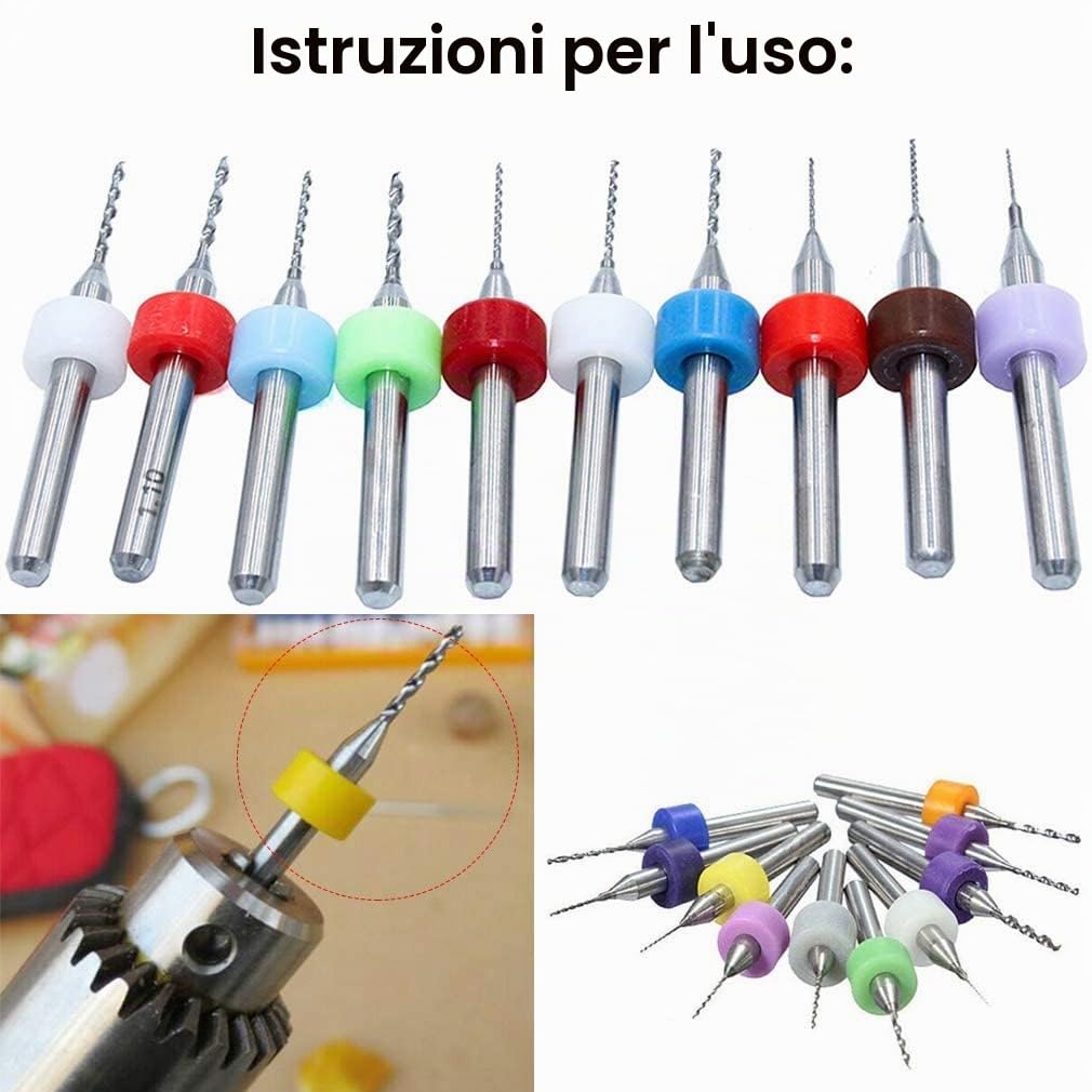 Kit Mini Trapano a Mano 20 pezzi Punte da PCB Micro,Mini Trapano 0,1mm a 1,0mm e 1,1mm a 2,0mm Punte Elicoidale Twist Drill Bits per Utensili Foratura Modellismo