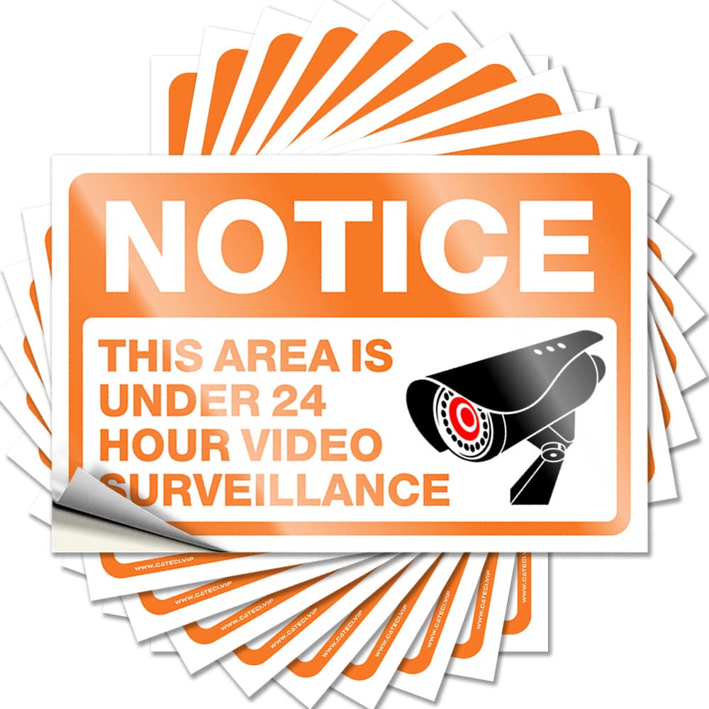 Inappropriate Stickers Notice - This Area is Under 24 Hour Video Surveillance Funny Sticker 10 Pcs Funny Kitchen Signs Funny Sticker(6X9CM)