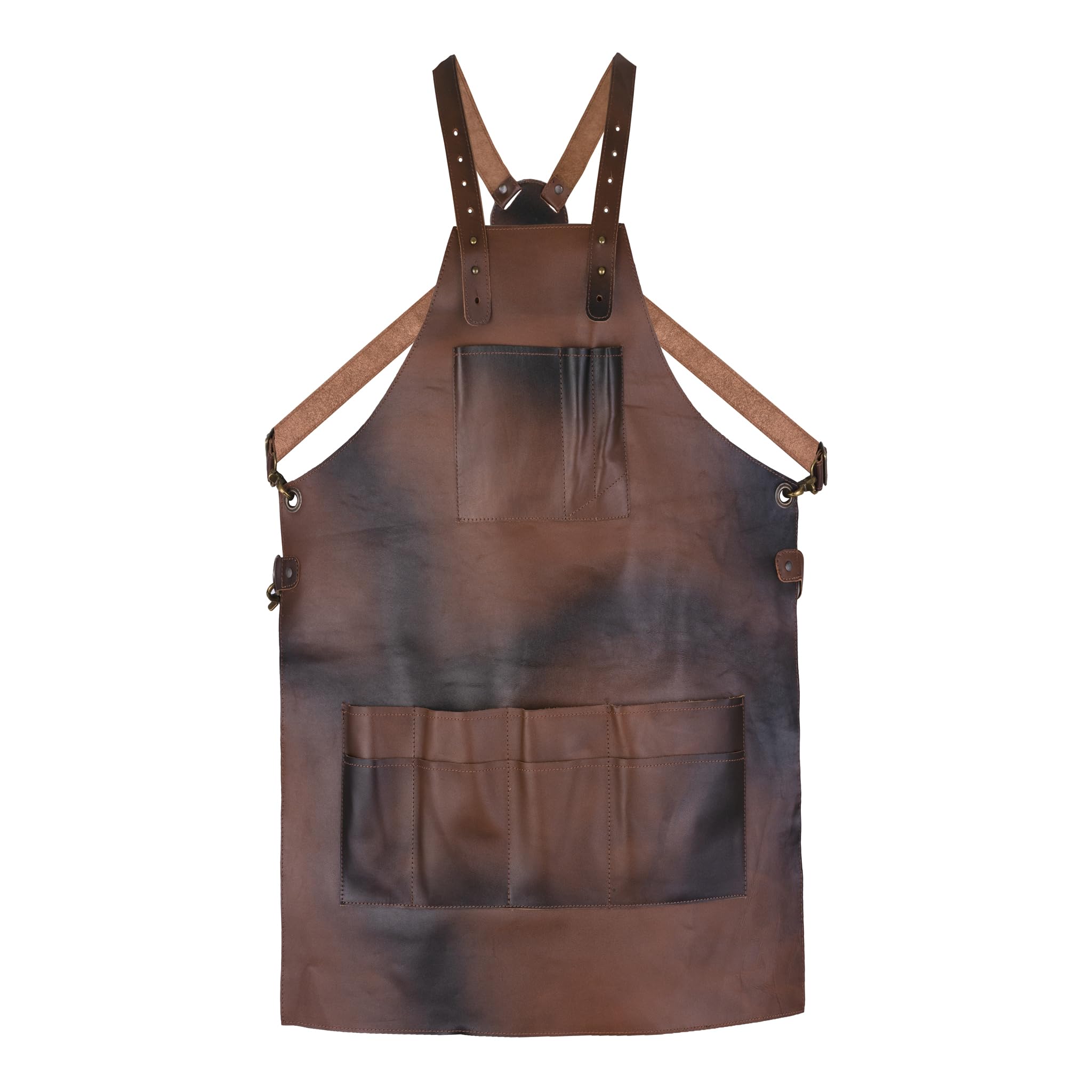 Leather Tool Working 12 Pocket Tool Apron | Unisex Leather Cross Body Back Straps Adjustable | Woodworking | Gardening Apron