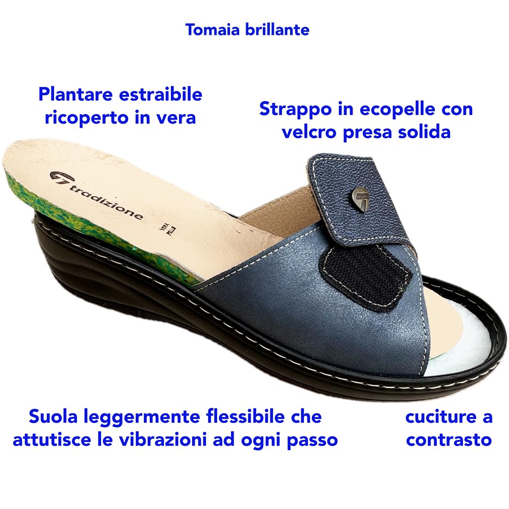 Chanclas sanitarias mujer de empeine ecopiel brillante Melany cómodas plantilla extraíble recubierta piel auténtica