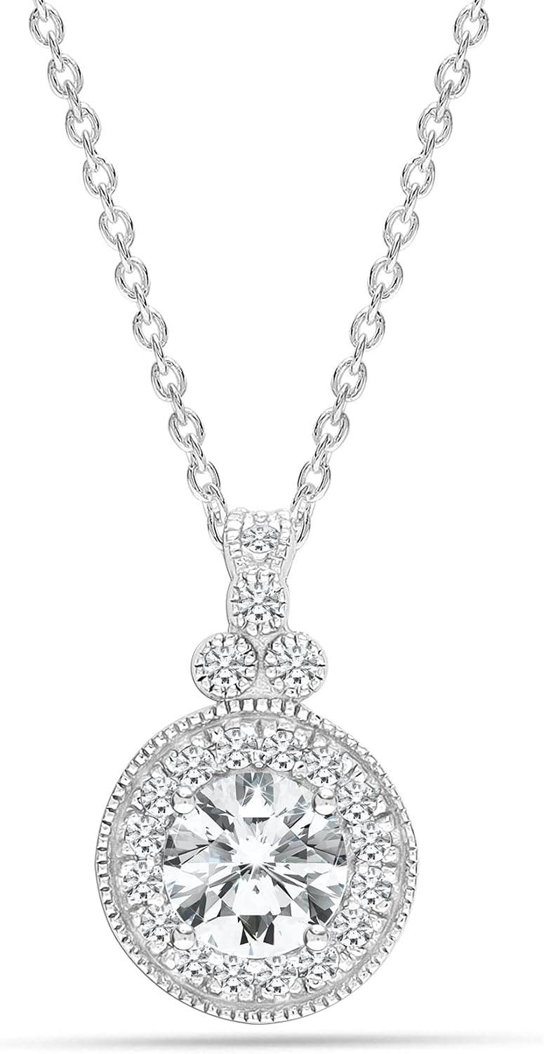 Charmsy 925 Sterling Silver Cubic Zirconia Round Cut Pendant Necklace for Women | Infinity Necklace for friend