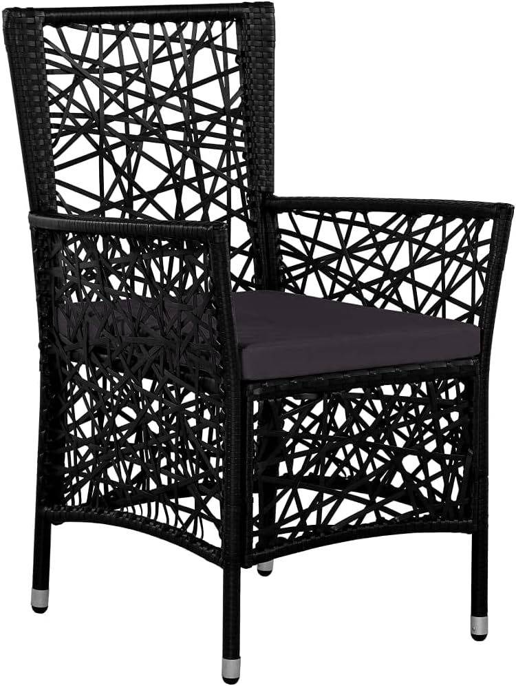 7 Piece Patio Dining Set,Backyard Decor,Party Furniture,Casual Table Chairs,Afternoon Tea Suit,Conversation Furniture,Perfect for Outdoor Garden, Lawn, and Backyard, Poly Rattan Black