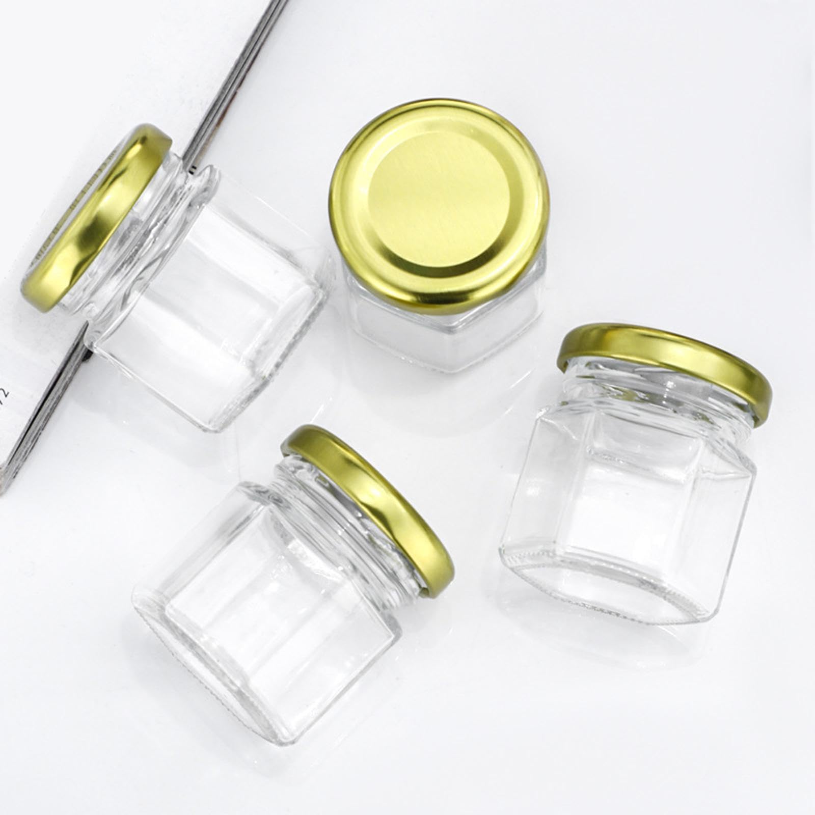 MERISHOPP™ Glass Honey Jar with Wooden Dripper and Lid for Wedding Birthday Baby Shower 50Pcs 3