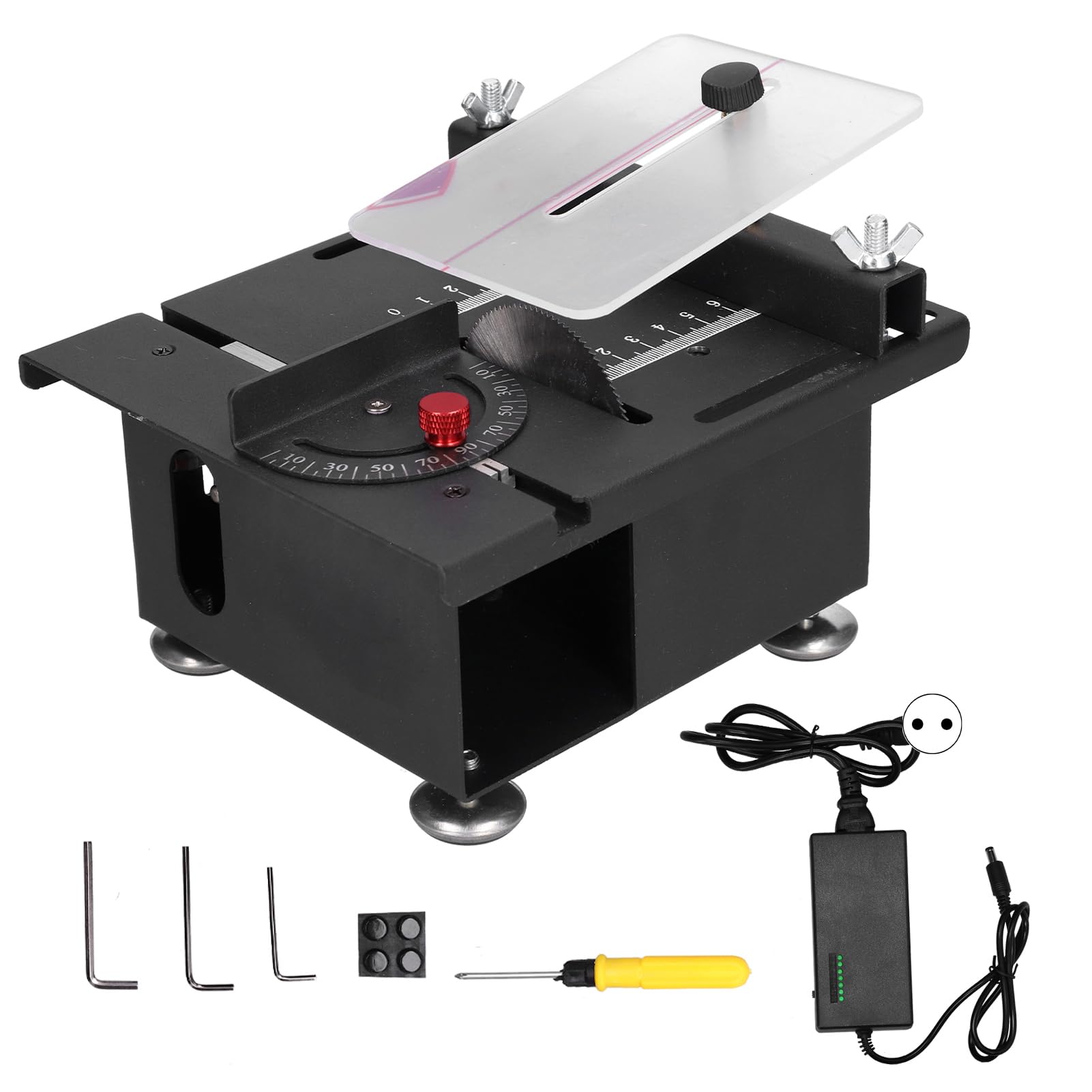 Piła stołowa, 100 W, mini suwmiarka, regulowane cięcie, pilarka do drewna ze stopu UM, do obróbki drewna, 110 V, 240 V, do obróbki drewna (wtyczka EU)