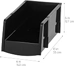 IRIS USA 13" x 6" x 5" Large Plastic Open Front Stackable Storage Bin, 8-Pack, Stackable Craft Supplies Food and Snack Organizer Caddy Basket for Kitchen Pantry Cabinet Fridge Classroom Office, Black