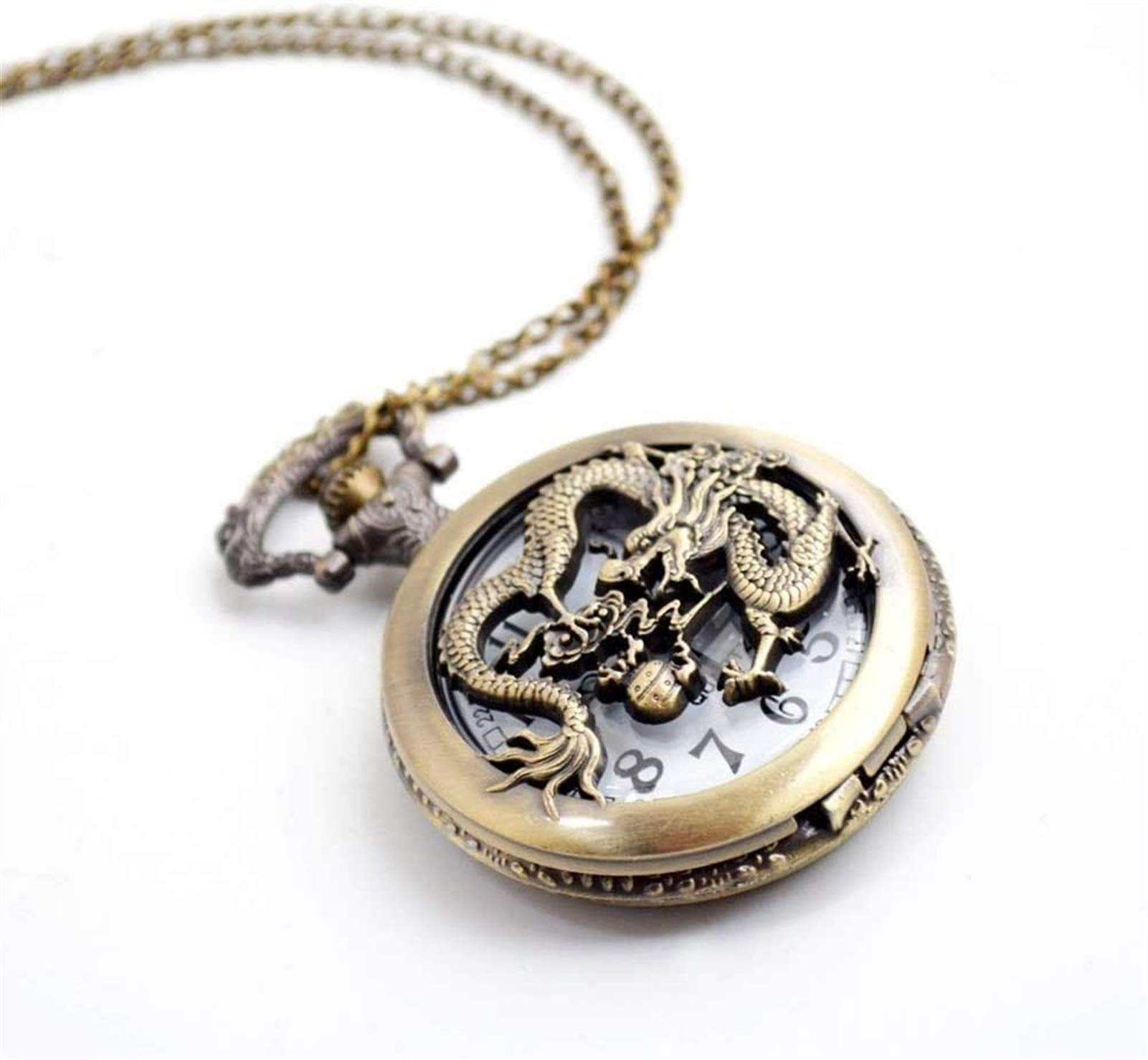 Orologio da Tasca al Quarzo per Uomo con quadrante Bianco e Catena d'oro