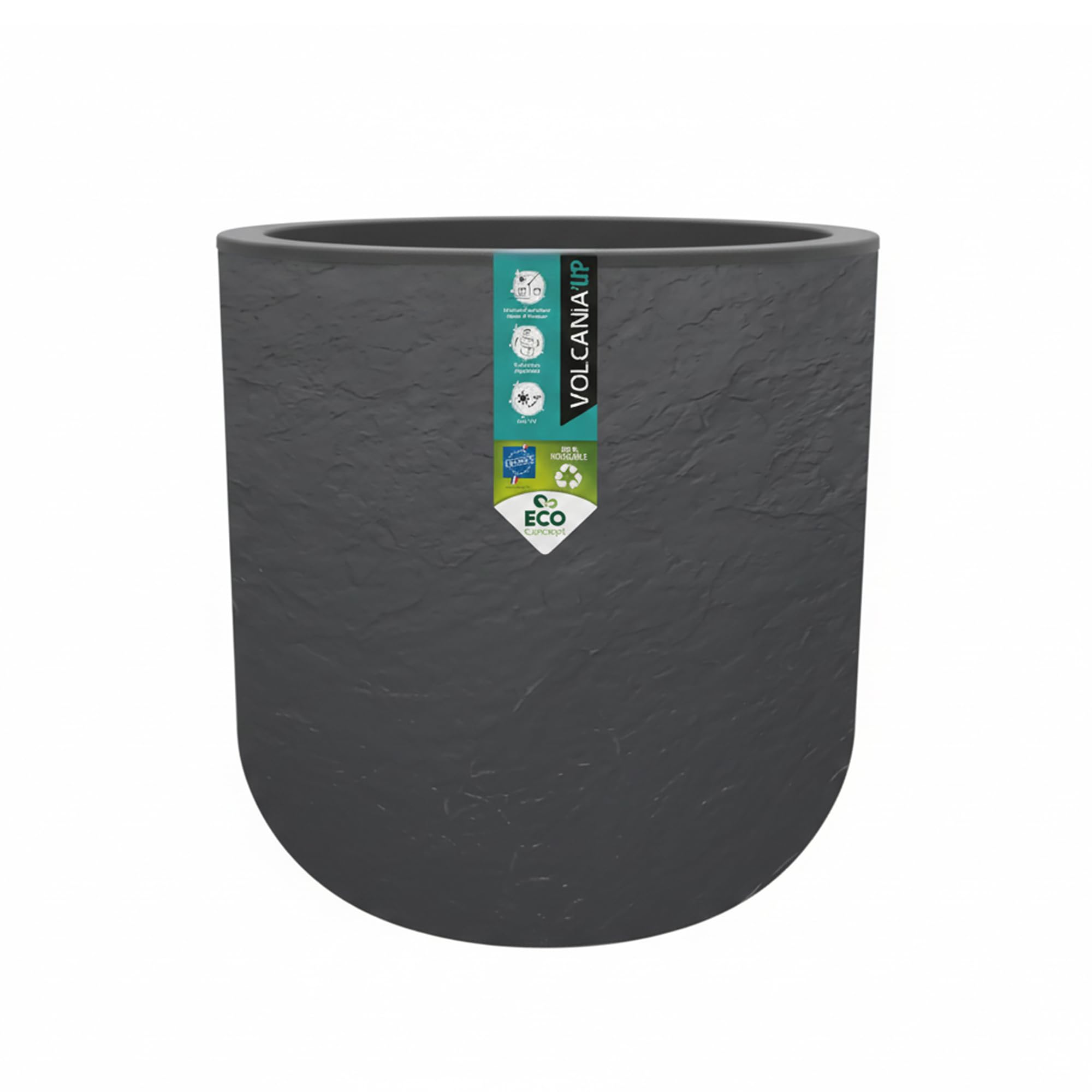 EDA Vaso Rotondo Osaka Per Piante - Ø 52 Cm, H 42,9 Cm, 56,8 Litri, Grigio Antracite, Anti-UV, Prodotto In Francia