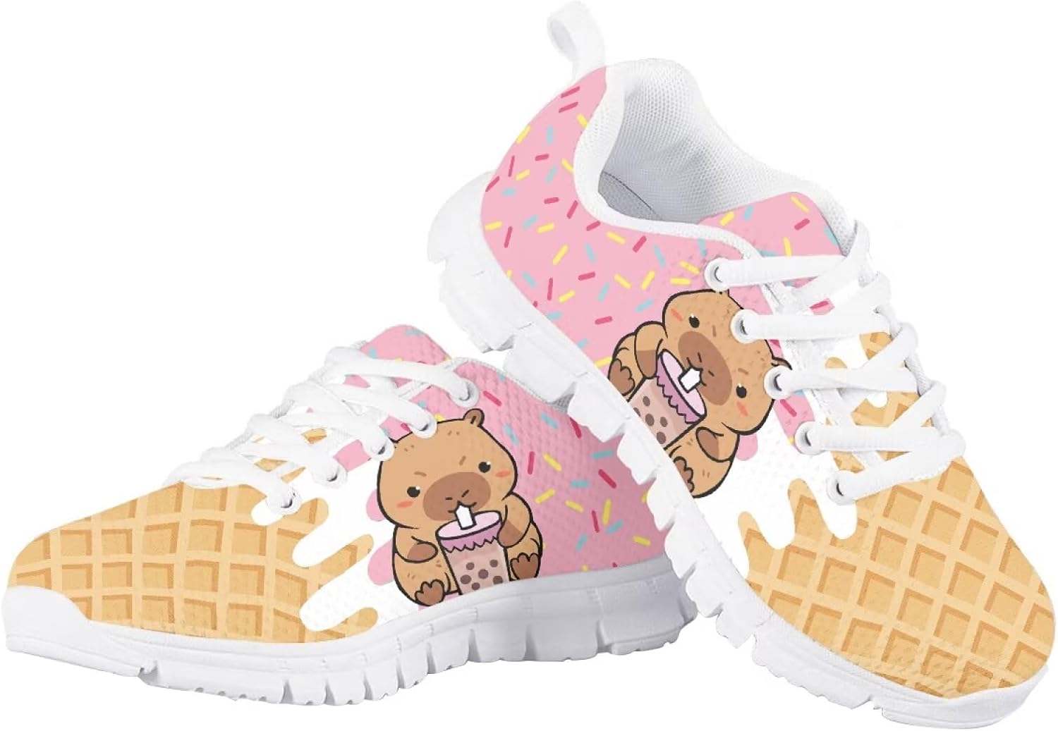 Cute Axolotl Girls Running Shoes Trendy Sneakers for Kids Athletic Shoes