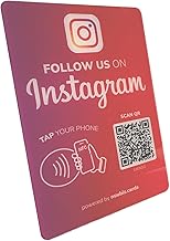 Social Media QR Code NFC Stand for Instagram – Tap or Scan to Follow Us – Boost Followers – Social Media Tag Sign for Storefront, Counter, or Events – Visit Stats – No App or Subscription