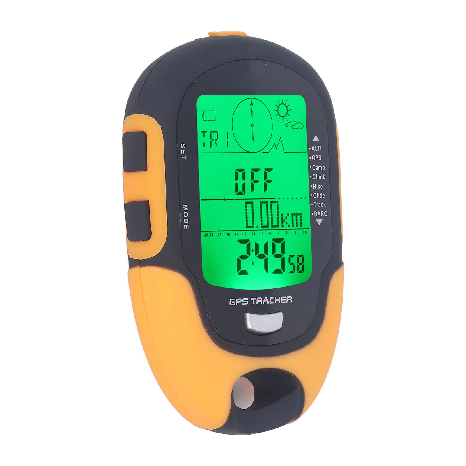 Fockety Altímetro de Barómetro, GPS Brújula Digital Higrómetro Termómetro de Senderismo con Linterna, Altímetro Digital Portátil Impermeable para Acampar Amante Al Aire Libre
