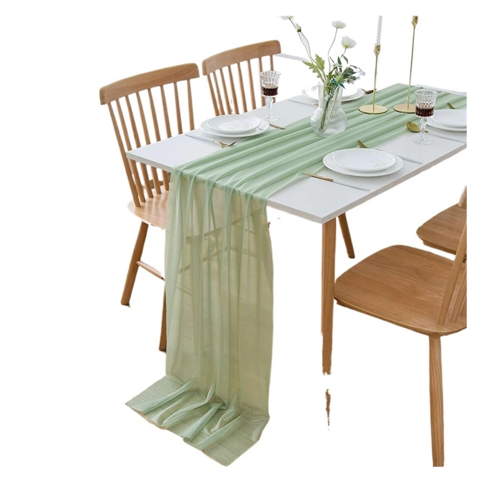 Chiffon Table Runner Chiffon Table Runner Vertical Tablecloth for Decorations Shiny Fabric Merry(Color 15,30x300CM)